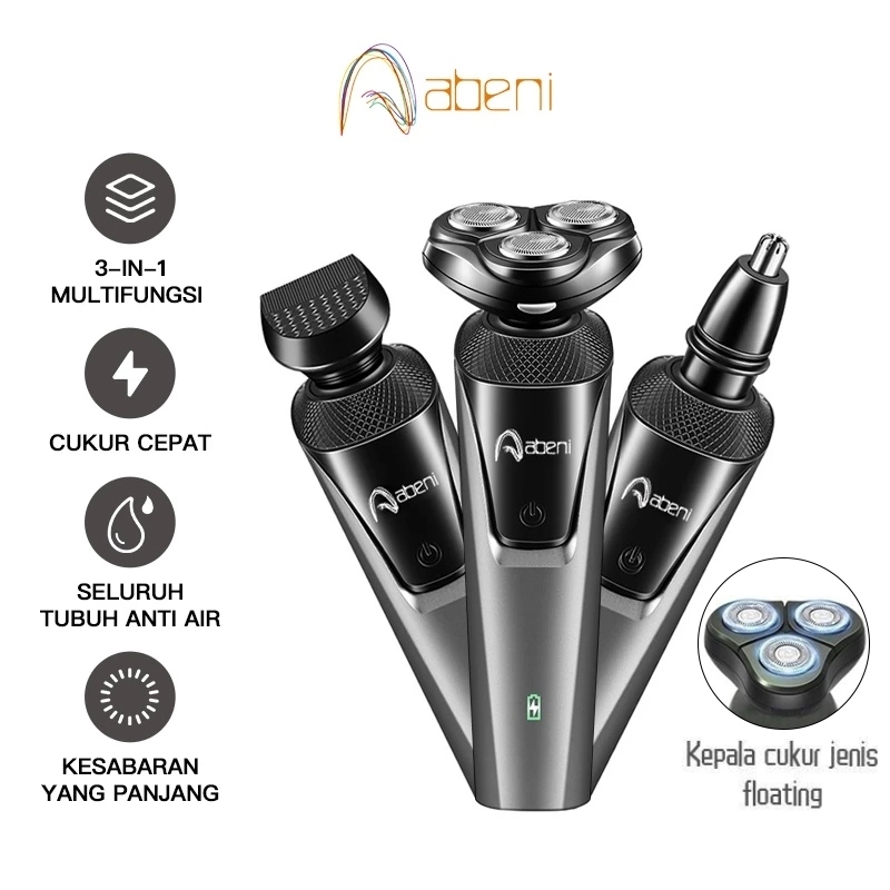 Abeni Alat Cukur Elektrik / Shaver / cukur jenggot  Listrik Portable 3IN1 Upgrade kelabu Kekuatan mo