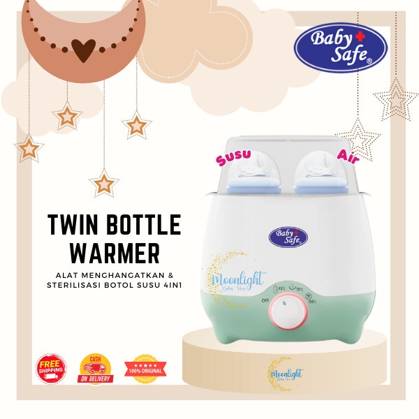 Baby Safe Twin Bottle Warmer LBW01 - Alat Steril Botol Susu 4in1 | Alat Steril & Penghangat Makanan