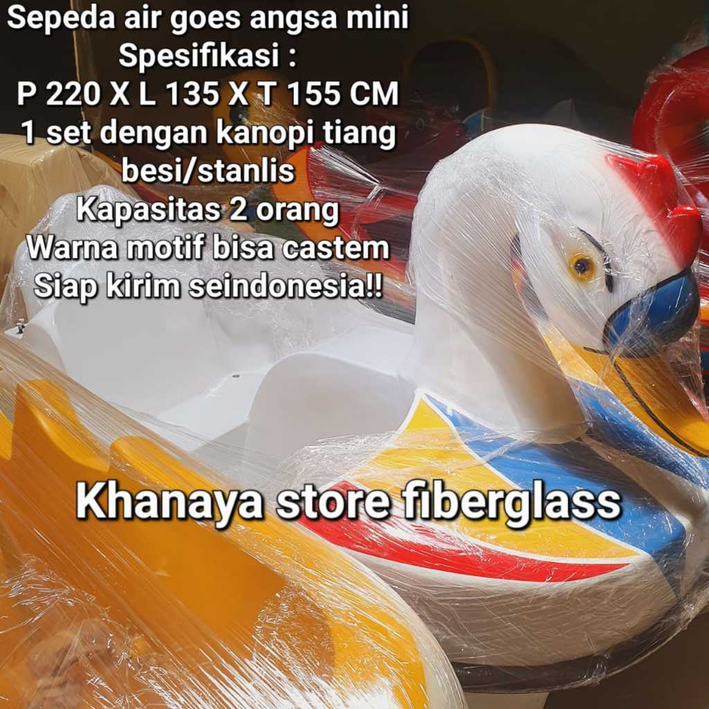 Mainan angsa gowes mini putih_Perahu gowes bebekkan fiberglass_Permainan wahana air danau readystokk