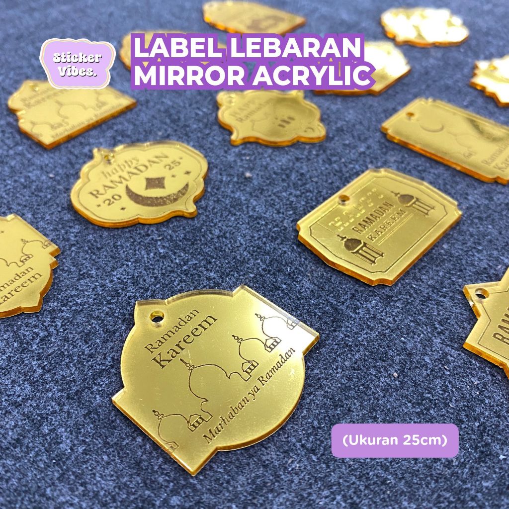

Label lebaran mirror acrylic (25cm2) | Hang Tag Ramadan Akrilik Mirror Idul Fitri Label Hiasan Hampers premium