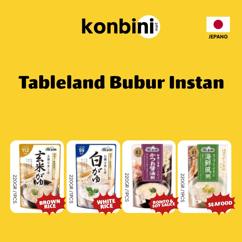 

KONBINI JEPANG - Table Land Bubur Instan 220gr, Instant Porridge Seafood, Beras Merah, Ikan Bonito & Kecap, Bubur Putih