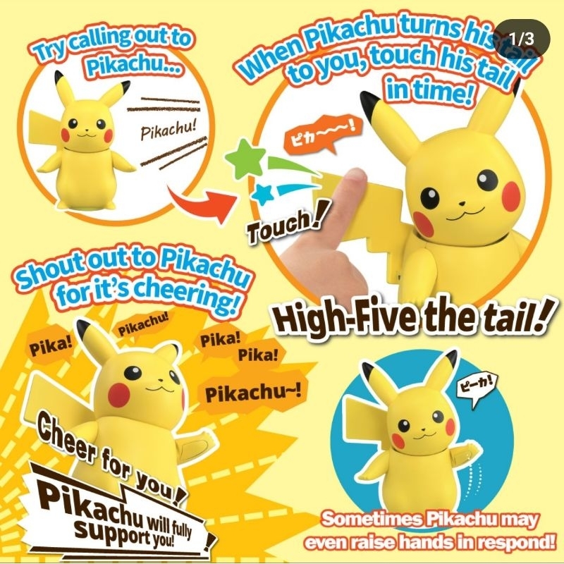 toy talking Pikachu kepala dan ekor bisa bergeraknsenso suara dan ssntuh pada ekor