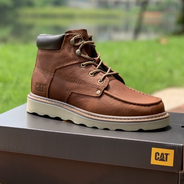 Original Caterpillar Men Work Genuine Leather Boot Shoes 3271336