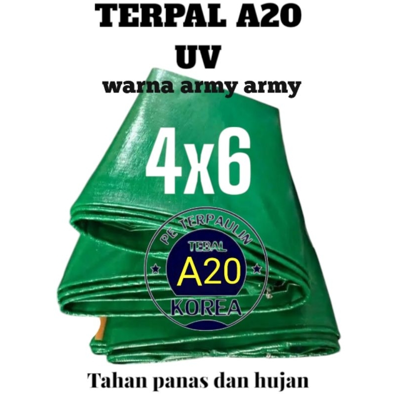 Terpal A20 army army ukuran 4x6 cocok untuk tenda terop super awet