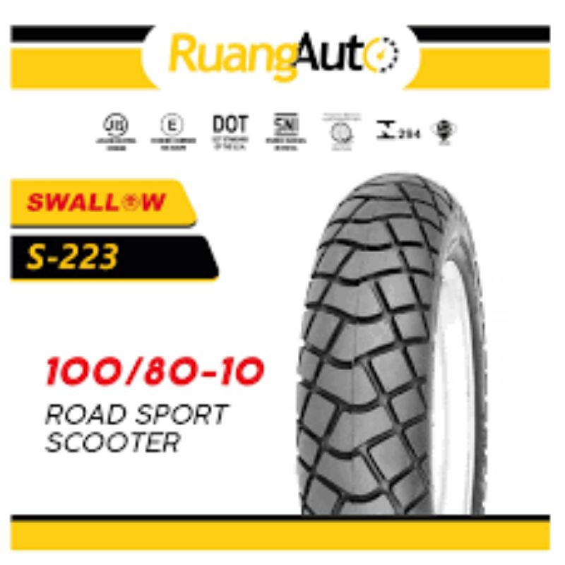 Ban Luar Swallow Vespa Ukuran 100/80-10 S223 SC109 SC103 Tubeless