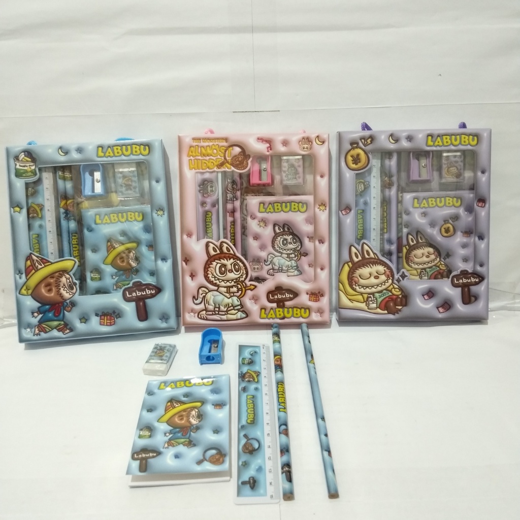 

Alat tulis set karakter 6 in 1 Paket Alat Tulis Stationery Lucu Labubu Karakter Mini Stationery