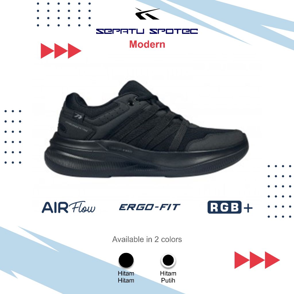 SPOTEC Sepatu Sekolah MODERN Hitam - Hitam