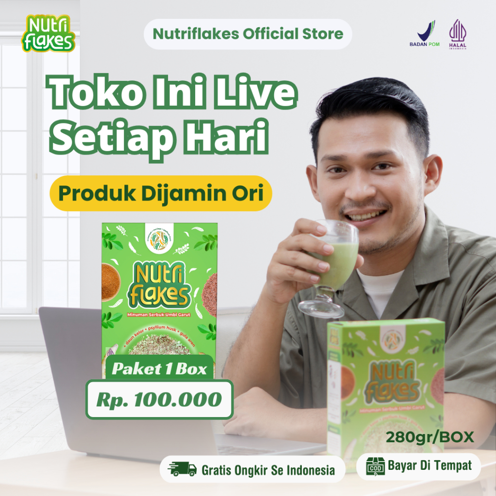 

Nutriflakes Sereal Umbi Garut Membantu Meredakan Asam Lambung Paket 1 Box
