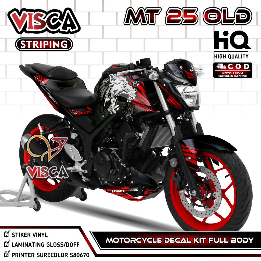 Decal MT 25 Old Full Body - Stiker MT 25 Lama Fullbody - Dekal Yamaha MT 25 Old - Striping MT 25 Lam