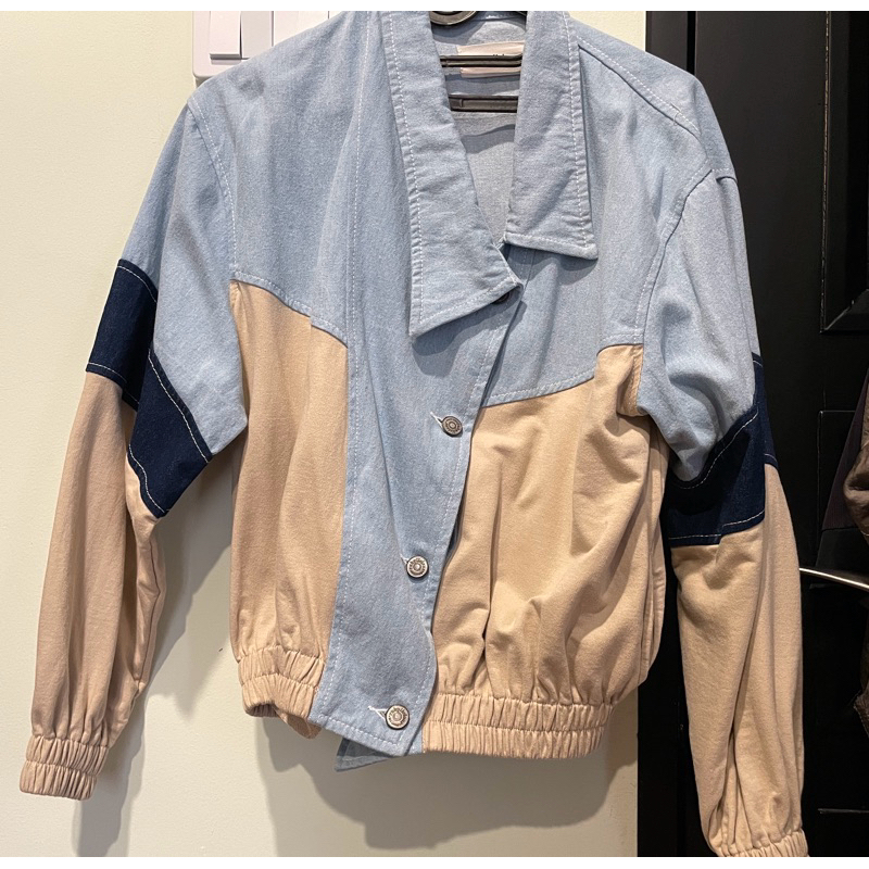 [Preloved/NO NEGO] Myrubylicious rubylicious knox jacket jaket outer biru cropped crop wanita