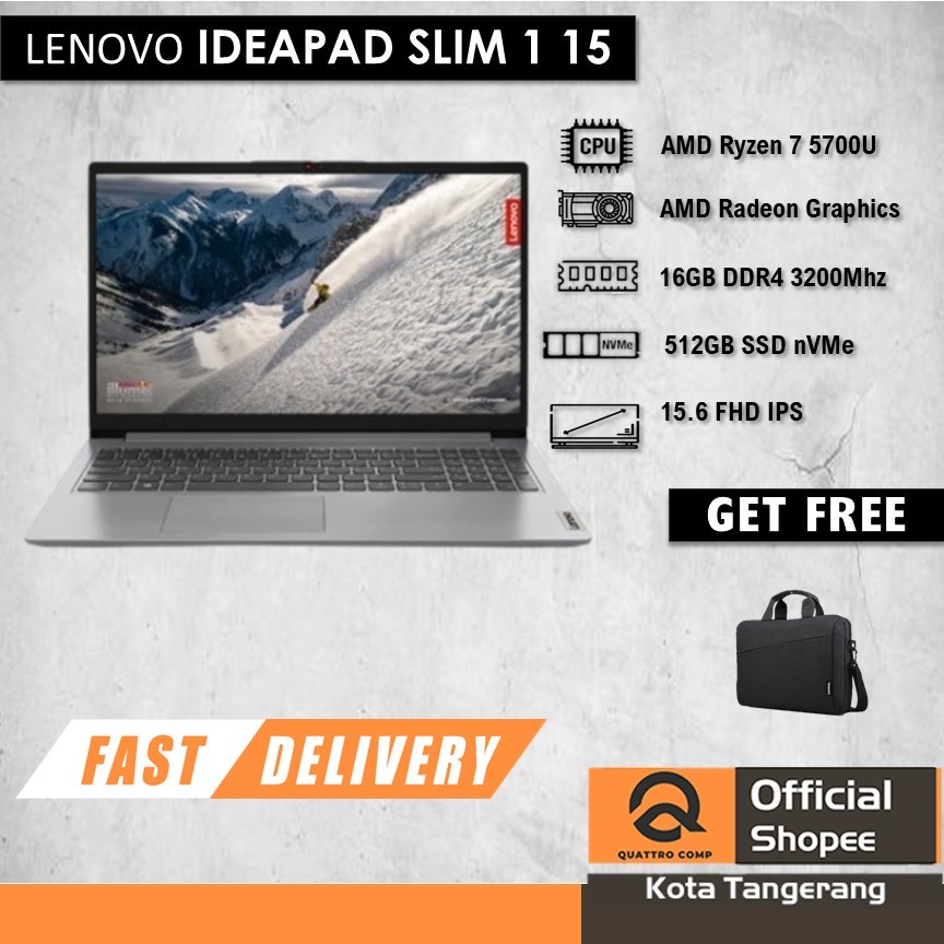 LENOVO IDEAPAD SLIM 1 15 RYZEN 7 5700U 16GB 512GB DOS 15.6FHD IPS