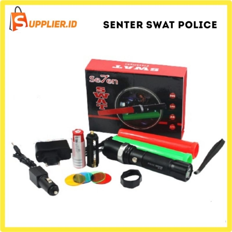 Senter SWAT POLICE Flashlight - Lampu Parkir - Lampu Emergency Kompas Dan Lampu Lalu Lintas Darurat