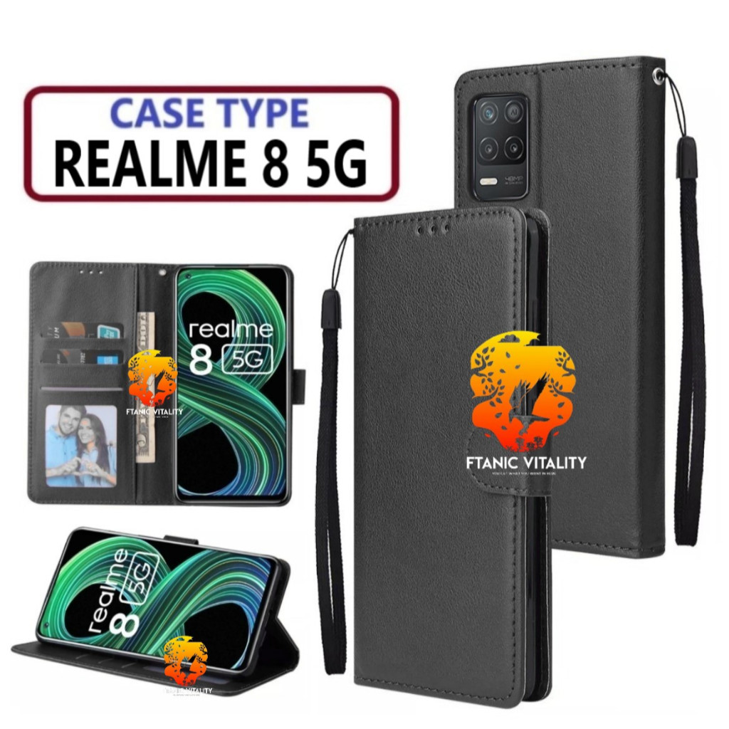 FLIP LEATHER CASING REALME 8 5G CASE KULIT FLIP WALLET LEATHER DOMPET KULIT PREMIUM SARUNG BUKA TUTU