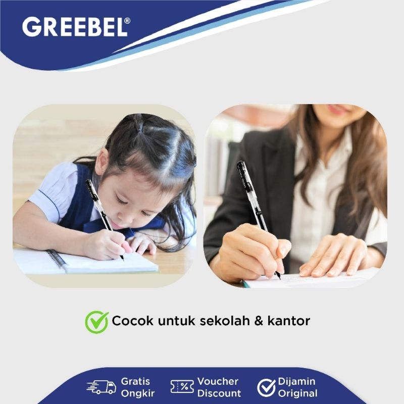 

D3W! GREEBEL PULPEN GEL / GEL PEN FINE GEL 0.5 BLACK 12 PCS / Ballpen Gel / Greebel Ballpoint Fine