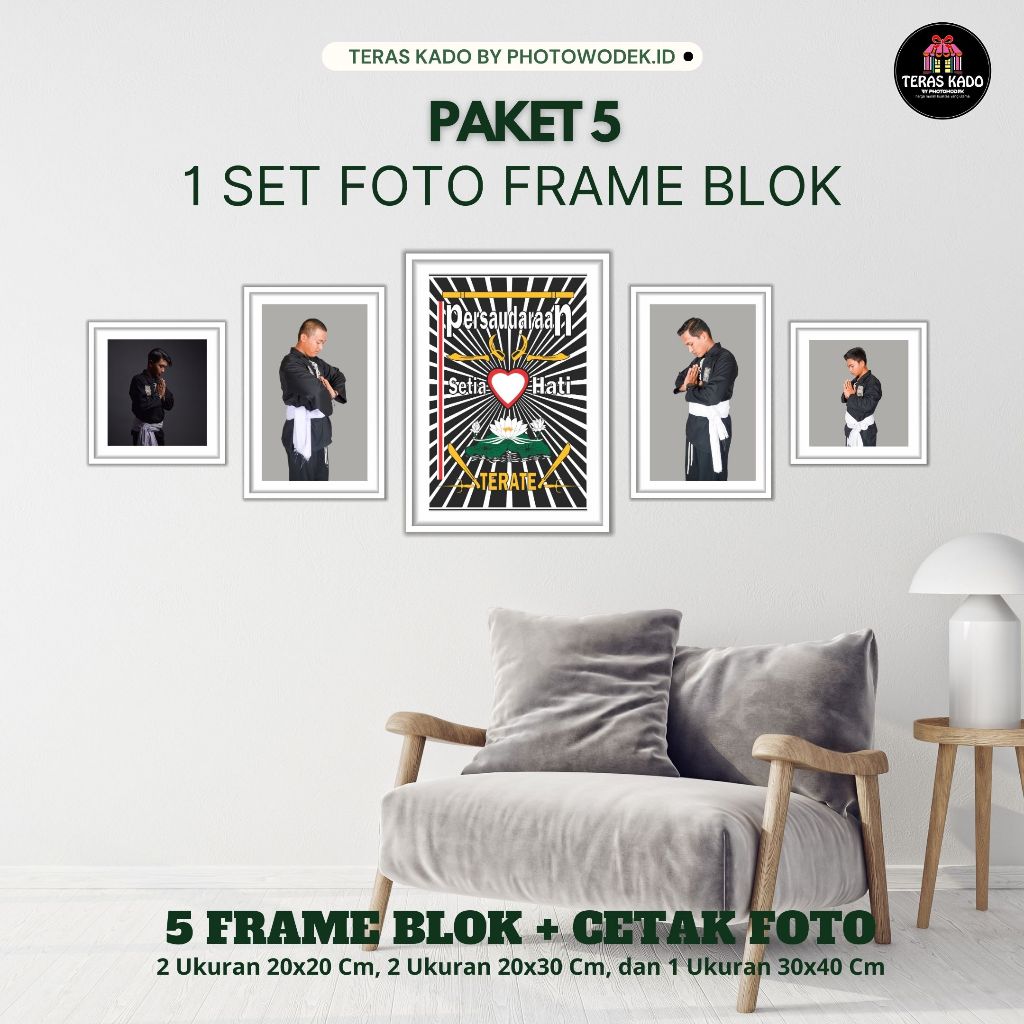 1 SET PAKET CETAK 5 FOTO BINGKAI FRAME BLOK FIBER CUSTOM (PREMIUM)