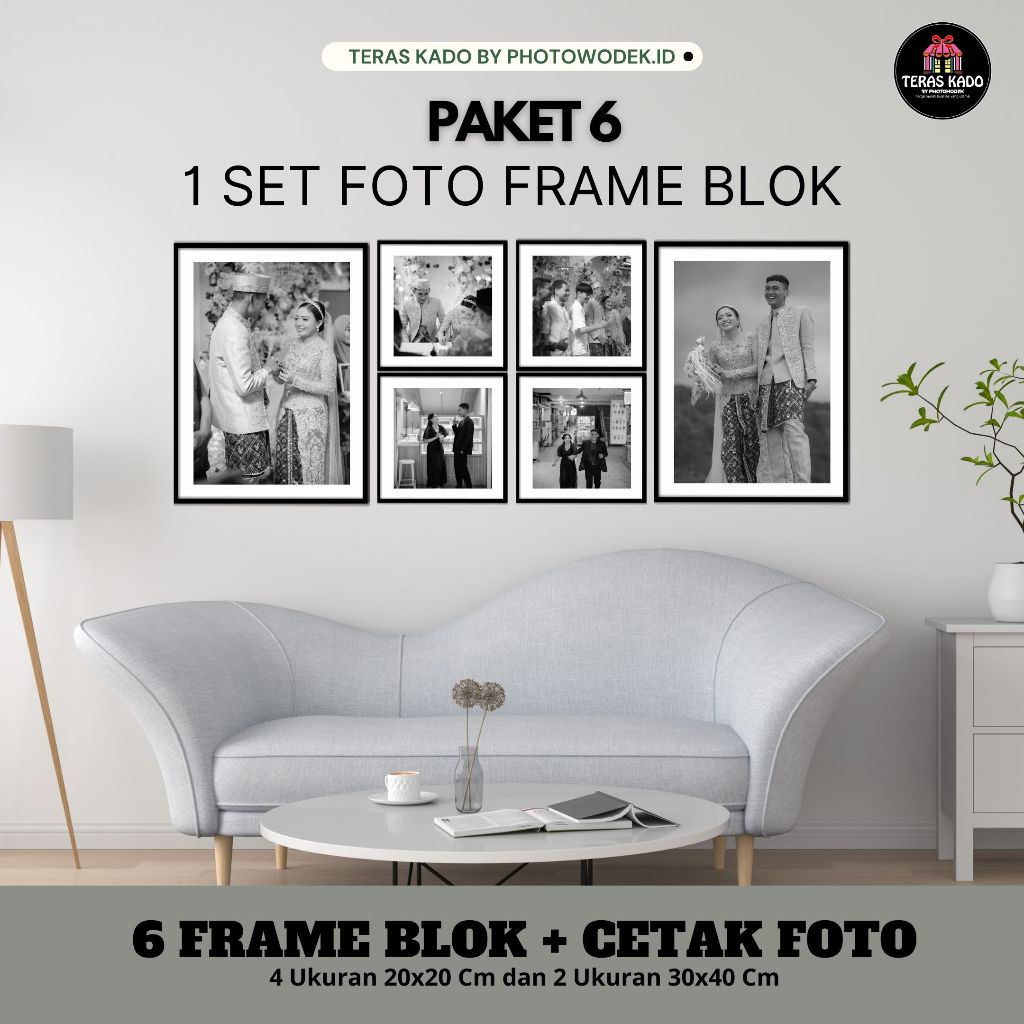 1 SET PAKET MURAH CETAK 6 FOTO BINGKAI FRAME BLOK FIBER CUSTOM (PREMIUM)