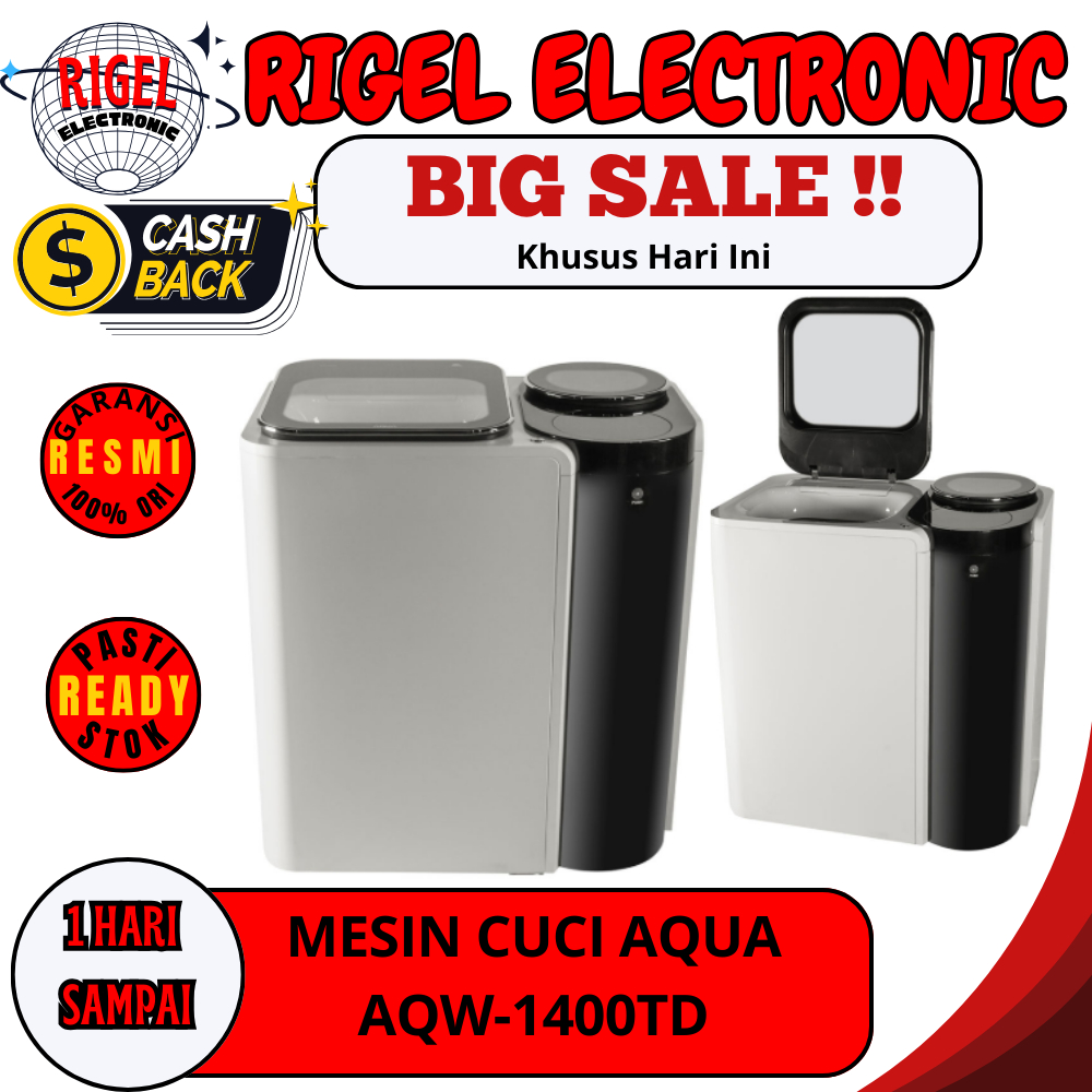 MESIN CUCI AQUA AQW-1400TD 14KG TOP LOADING 2 TABUNG AQW1400TD