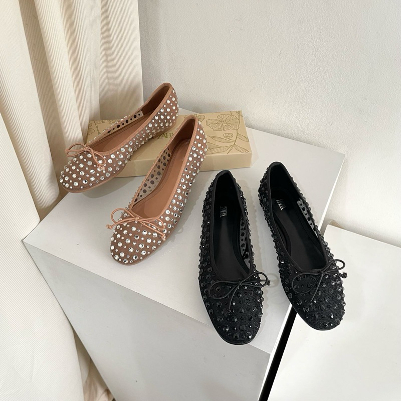 Ribbon pearl flatshoes by Zara high quality fashion shoes sepatu flat wanita kantor kerja casual dai