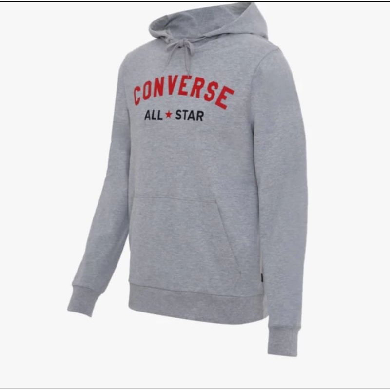 Jacket Pullover Pria Converse Std Fit Center All Star Logo Print Hoodie. Grey. CONMJ1072035