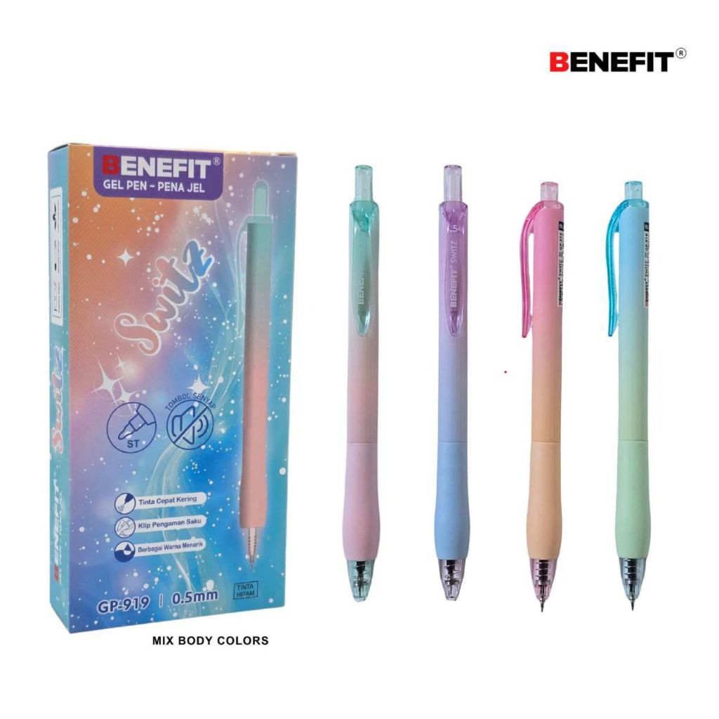 

1 LSN / 12 PCS GEL PEN BENEFIT GP-919 SWITZ