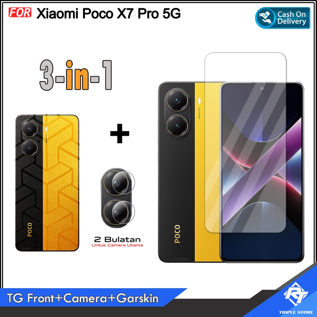 Paket 3in1 Tempered Glass Xiaomi Poco X7 Pro Poco F6 Pro Poco X6 Pro Bonus TG Camera Dan Garskin