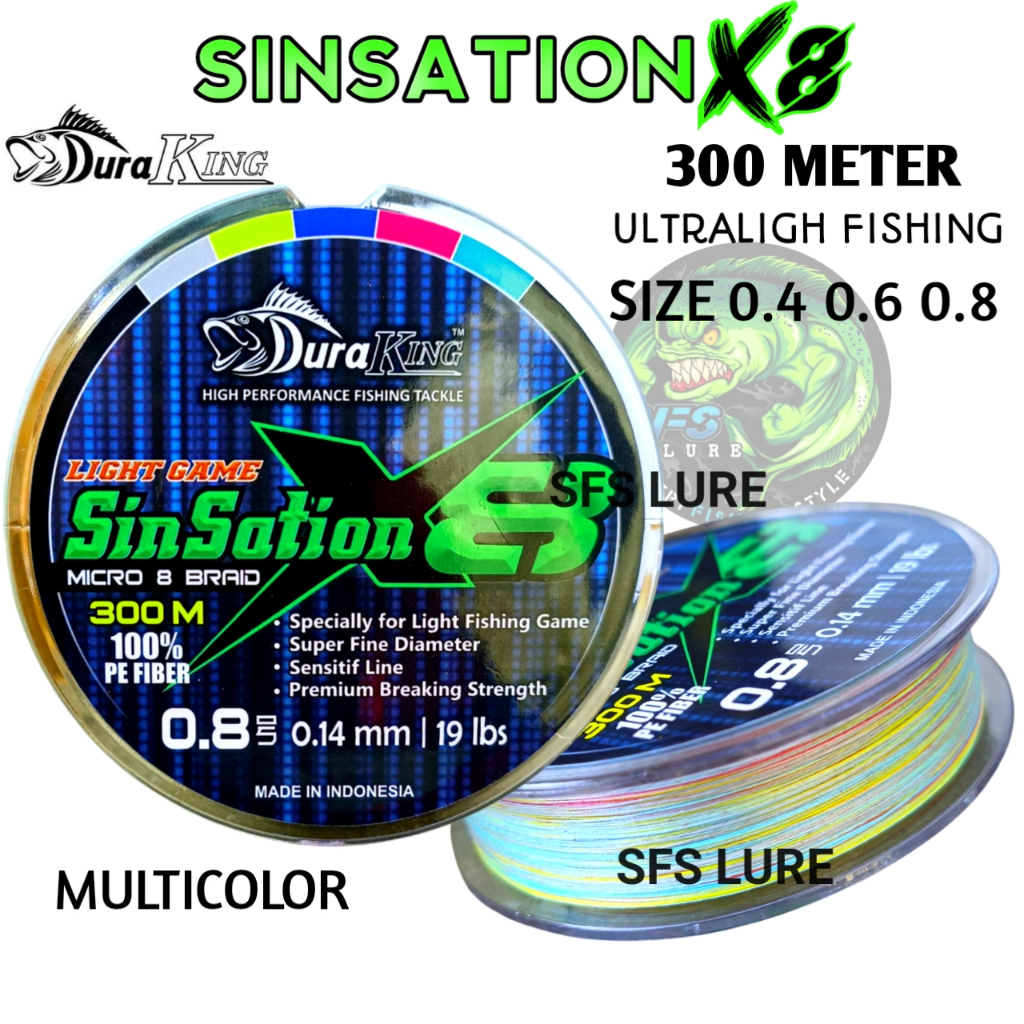 Senar PE Sinsation x8 300meter pe Duraking sinsation senar pancing kuat pe kuat pe ultralight fishin