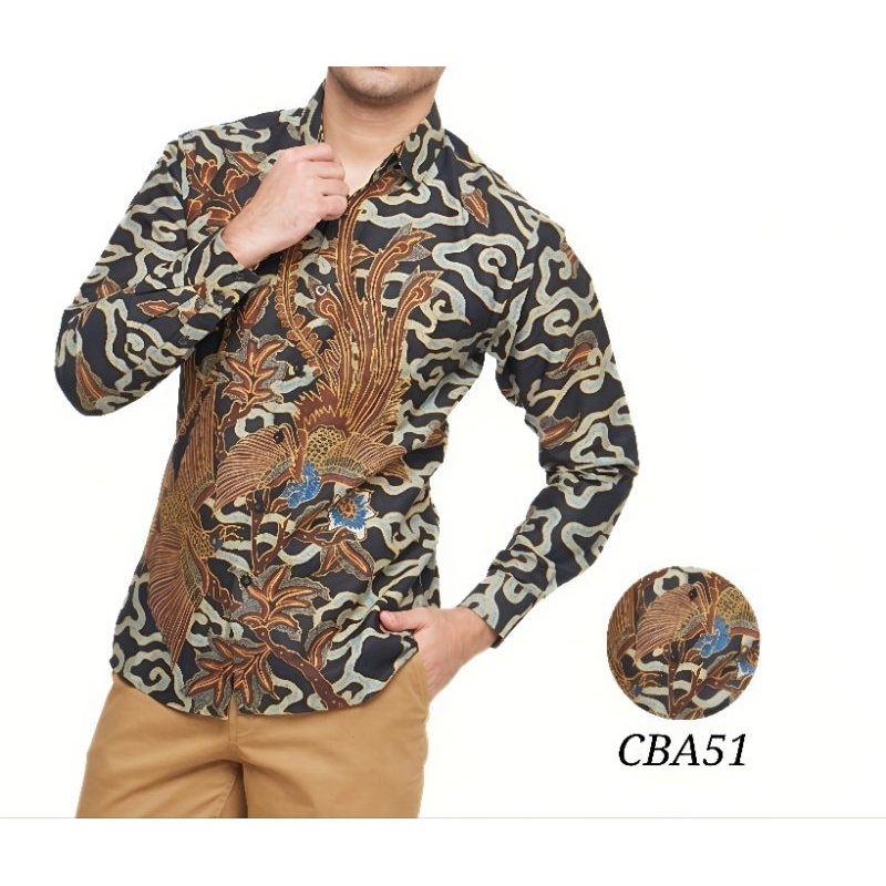 kemeja pria batik pria lengan panjang hitam premium batik modern