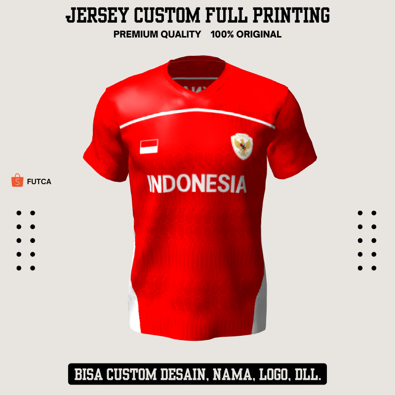 Kaos Jersey Futsal Merah Motif Geometris 562 - Jersey Baju Olahraga Custom Full Printing