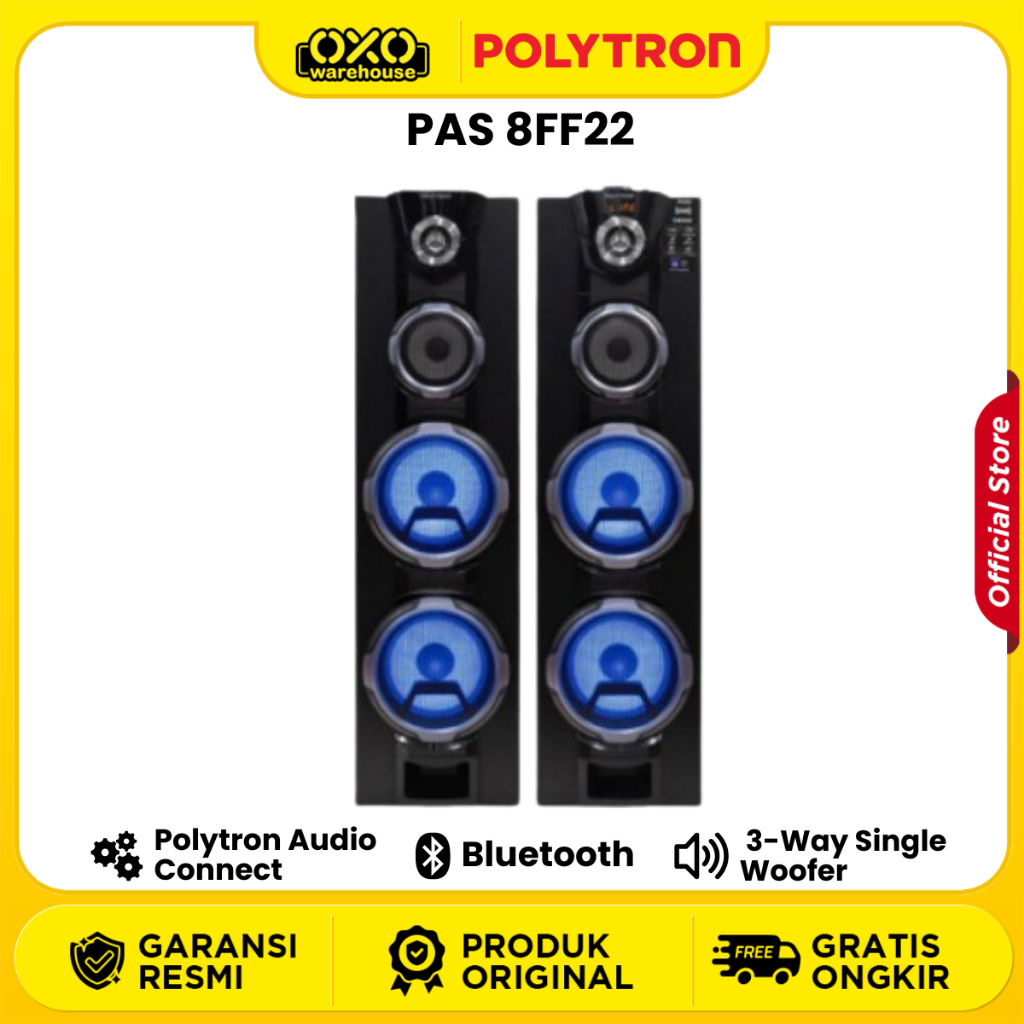 POLYTRON Speaker Aktif Bluetooth PAS-8FF22 3-Way Speaker System Garansi Resmi