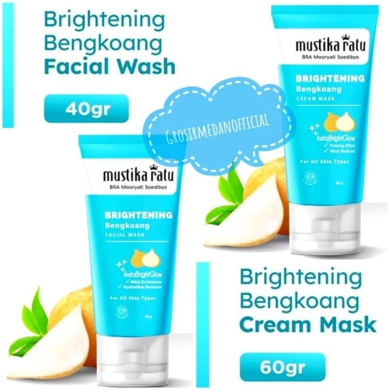 MUSTIKA RATU BRIGHTENING BENGKOANG FACIAL WASH 40G DAN CREAM MASK 60G - PENCUCI WAJAH DAN MASKER WAJ
