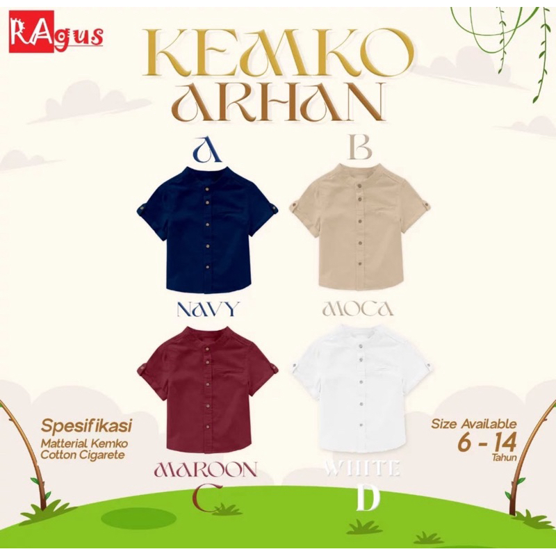 HEYKIDDY - Kemeja Koko ARHAN  RAGUS Anak 6-14t