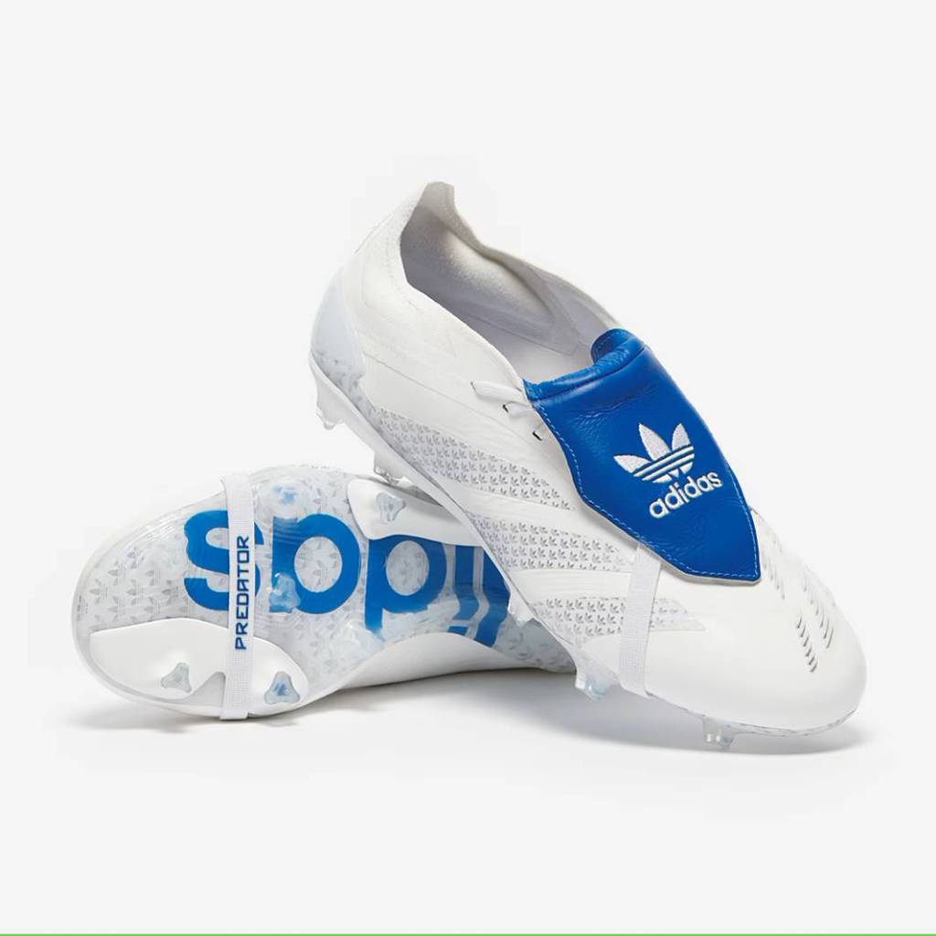 Sepatu Bola Adidas Predator David Beckham Elite Tongue FG - White Bluebird Royal Blue