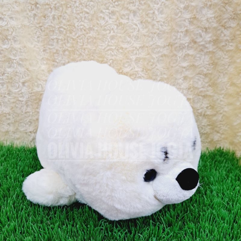 Boneka Lying Seal Anjing Laut Boneka Gembul Anjing Laut Cream Titik Hitam  Boneka Tiduran Seal Singa