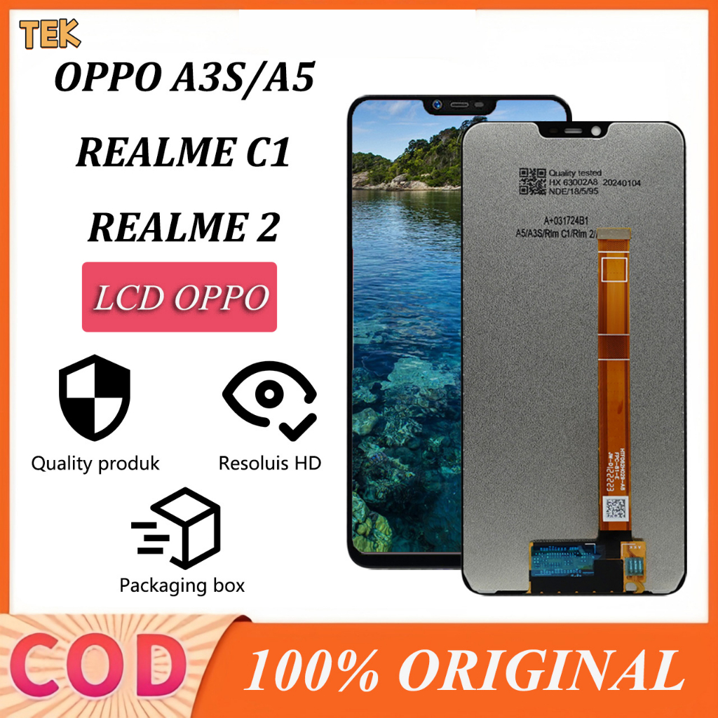 LCD OPPO A3S A5 REALME C1 REALME 2 ORIGINAL 100%  FULLSET TOUCHSCREEN Layar HP