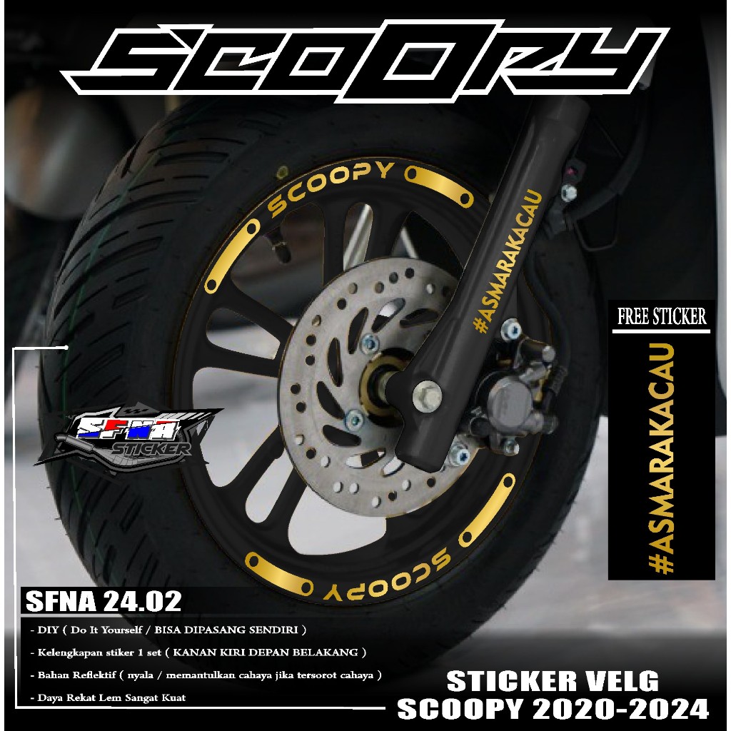 Sticker Cutting Velg SCOOPY  Free Stiker Aksesoris Cutting Sticker Velg Honda Scoopy 2020-2024 List 