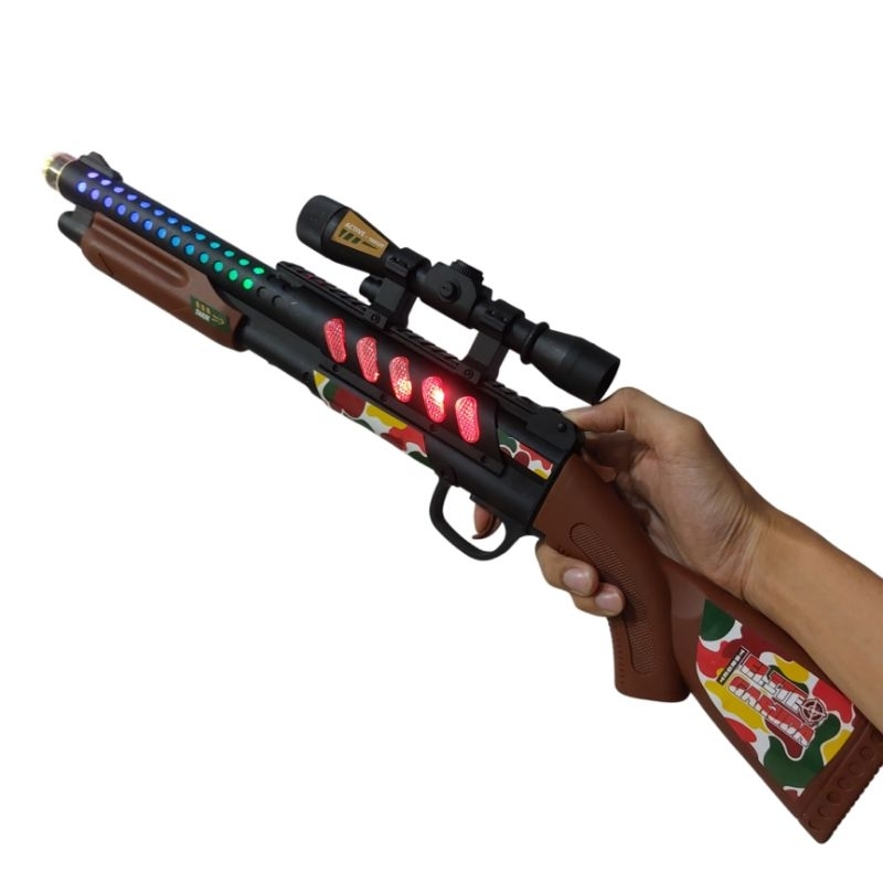 Mainan Tembakan Anak Shotgun Lampu Suara Getar