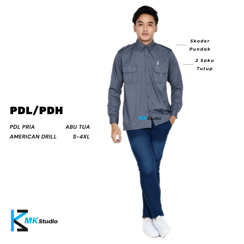 Kemeja pdl pria/Baju kerja lapangan/Seragam PDL lengan panjang/Baju PDL pria/Atasan kemeja kantoran