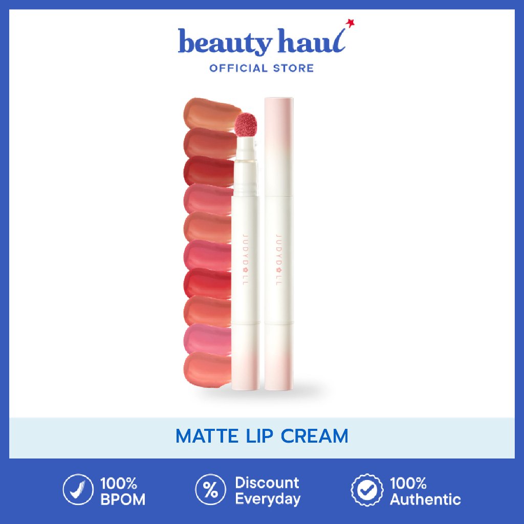 JUDYDOLL Matte Lip Cream - Judydoll Matte Lip Cream, Lip Cream Pigmented dan Tahan Lama