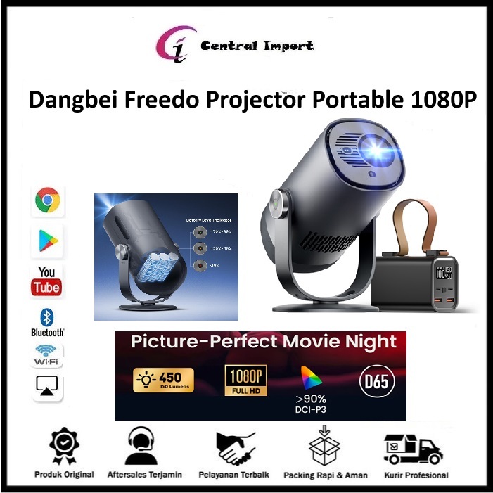 Dangbei Freedo Portable Projector 1080P Netflix - Freedoo Proyektor 450 ISO Lumens 180-inch Display 