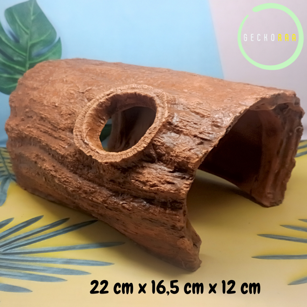 Terowongan Besar XL Jumbo Kandang Reptil Gecko Sulcata Torto AFT Kecil Sembunyi Bentuk Kayu