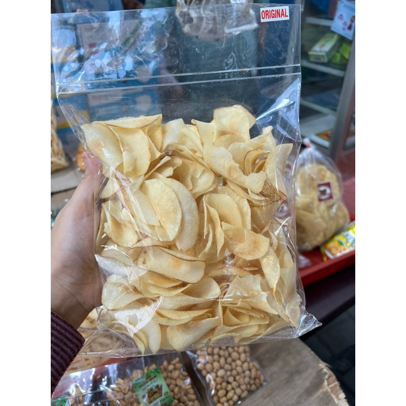 

kripik ubi besar renyah, gurih, tidak keras