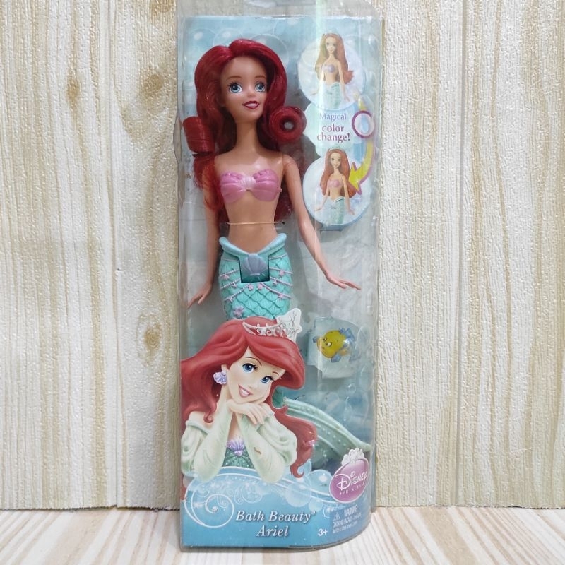Boneka Barbie Disney Princess Bath Beauty Ariel Mermaid