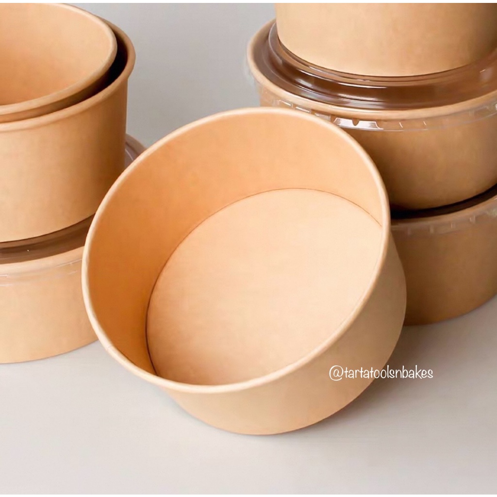 (10PCS) Paper Bowl Kraft | Paper Bowl Coklat | Mangkok Coklat | Bowl Soup 500ML, 750ML, 1000ML