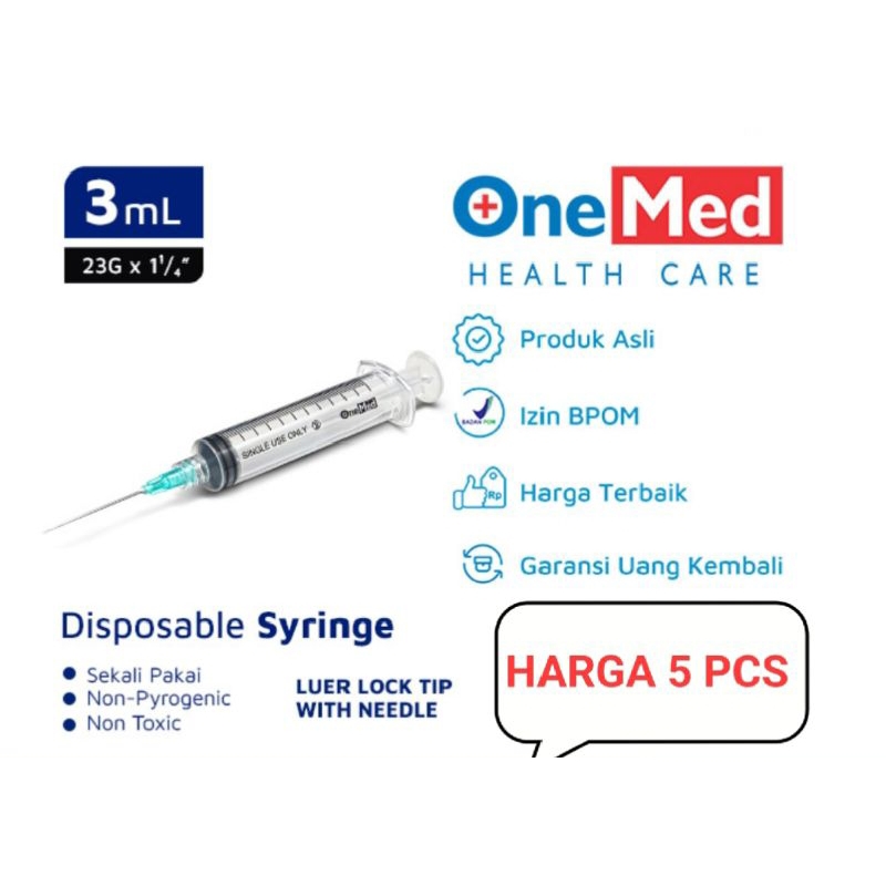 Spuit 3cc / Disposable Syringe 3ml / Suntikan 3cc HARGA ECERAN 5pcs