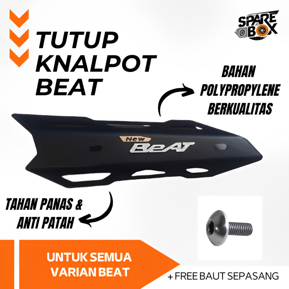 SIAP KIRIM COVER TAMENG TUTUP KNALPOT BEAT LOGO SILVER UNIVERSAL GRATIS BAUT BAHAN POLYPROPYLENE NEW