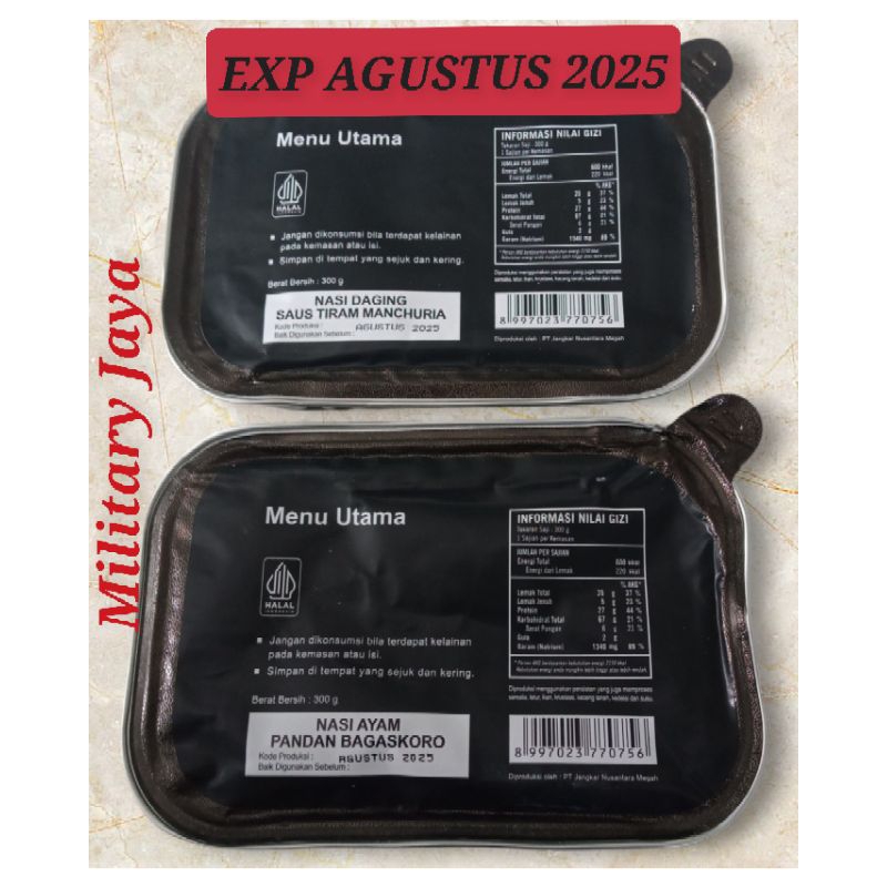 

PROMO Ransum Nasi Naraga Jatah TNI Ecer 1 Nasi EXP Agustus 2025