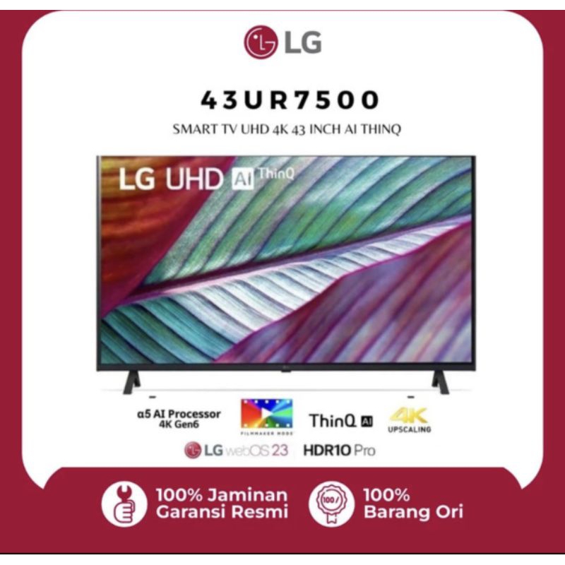 SMART TV LG 43 INCH 43UR7500 AI THINQ 4K GARANSI RESMI