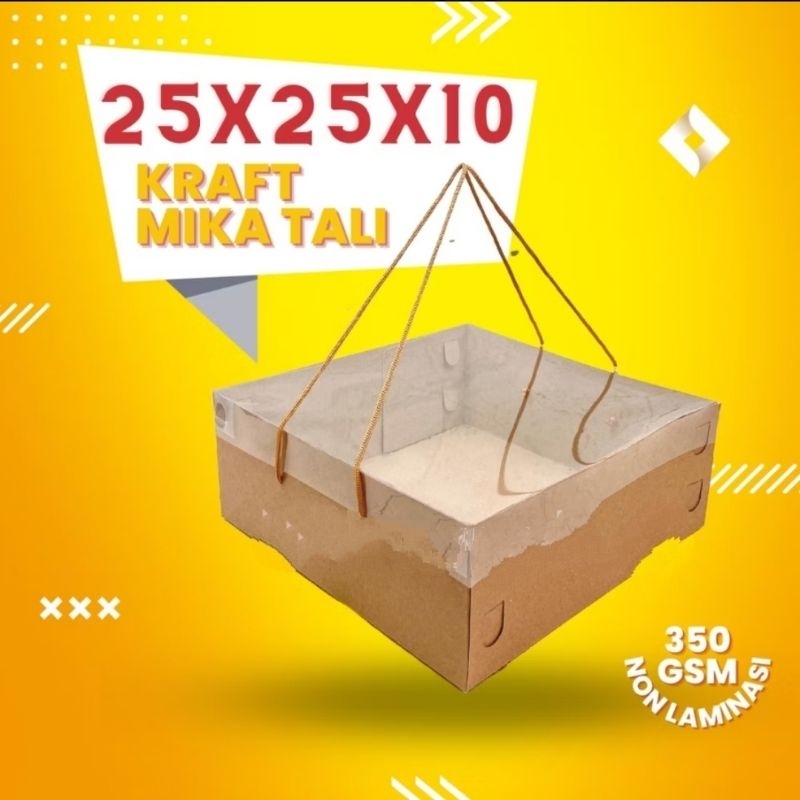 

Dos KRAFT TALI TUTUP MIKA 25x25x10CM Kardus Box Kotak Hampers Kue