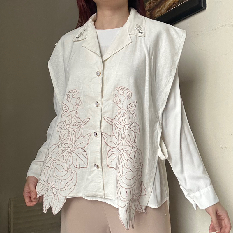 DYA369 Jennie Vest BKK Top HANYA VEST atasan katun Brokat bolong luaran nita korean style by biel