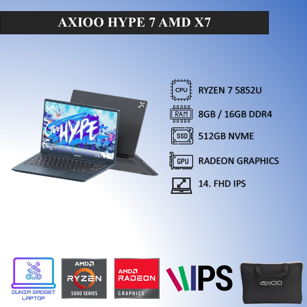 Laptop Axioo Hype 7 AMD X7 Ryzen 7 5825U 16GB 512GB Radeon Vega FHD IPS Win 11